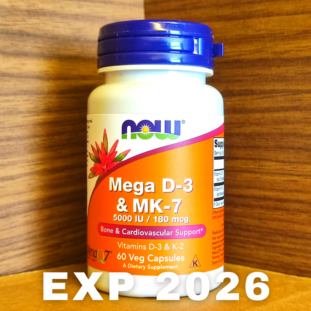 Jual Now Foods Mega Vitamin D3 K2 MK7 5000 IU 180 Mcg isi 60 Veg