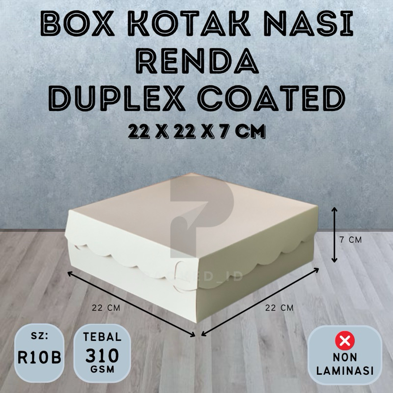 Jual Box Kotak Nasi (R10B) Renda Duplex Coated Mengkilap Putih Polos ...