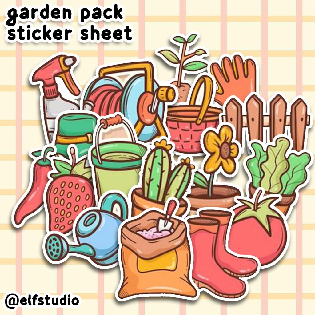 Jual Stiker Gardening Pack Sticker Berkebun Tanaman Kartun Planner DIY ...