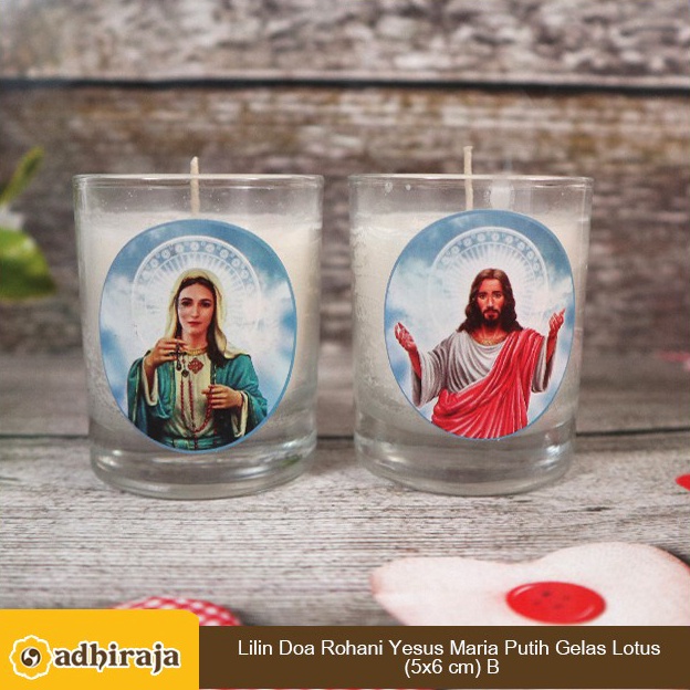 Jual ART A5B Lilin Ibadah Doa Rohani Gelas Yesus Dan Maria Putih ...