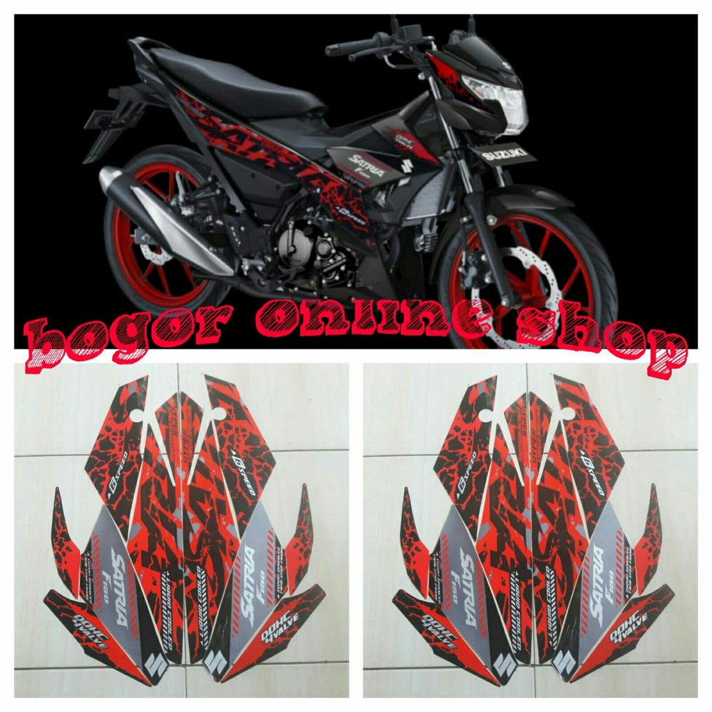 Jual stiker motor satria f150 2018 full hitam-merah | Shopee Indonesia