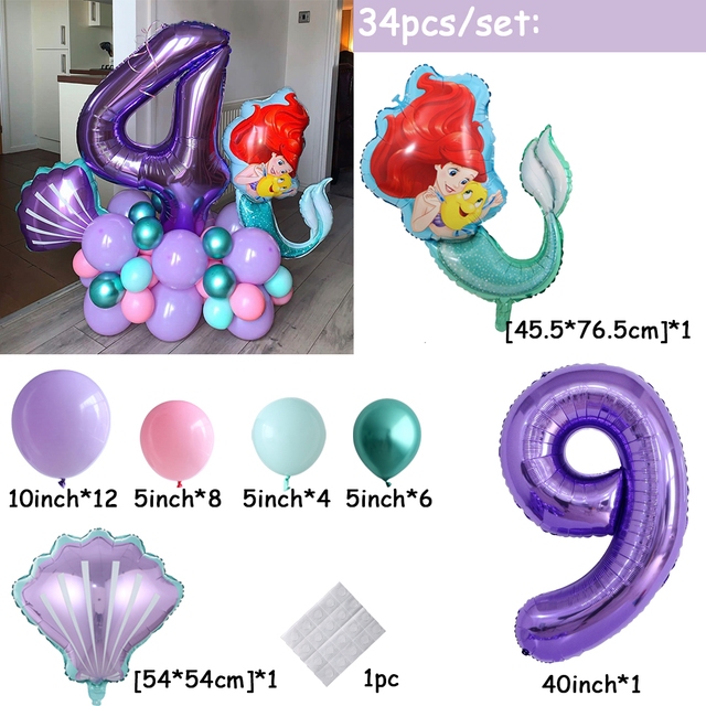 Jual Paket Balon Ariel Angka Kerang Mermaid Dekorasi Stand | Shopee ...