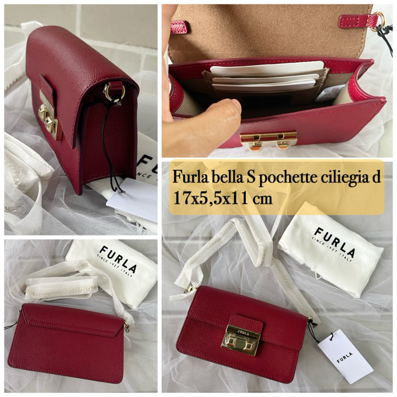 tas wanita furla original bella small pochette crossbody cilliegia marun