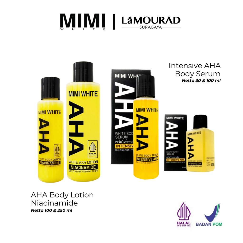 Jual AHA MIMI WHITE Body Serum 30/100ml AHA MIMI WHITE Body Lotion 100/250ml Shopee Indonesia