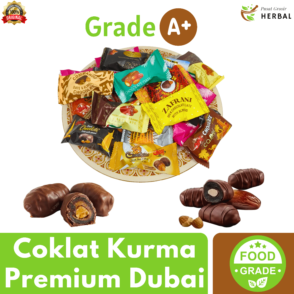 Jual Cokelat Coklat Kurma Isi Kacang Almond Lapis Coklat Arab Dubai ...