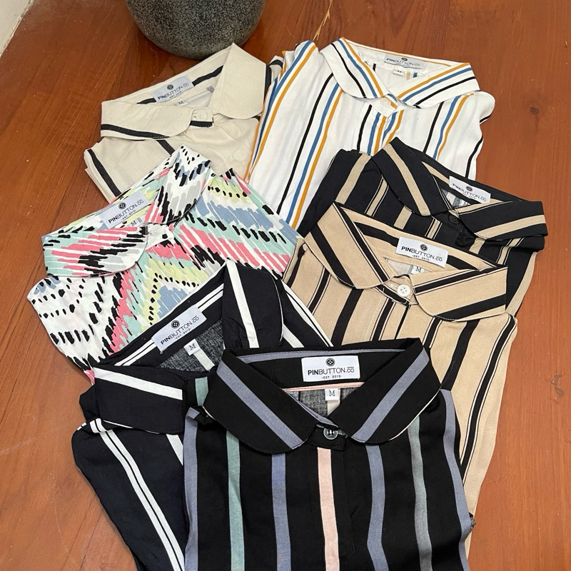 Jual KEMEJA MOTIF GARIS SALUR Kemeja Rayon Viscose Wanita Motif Pattern ...