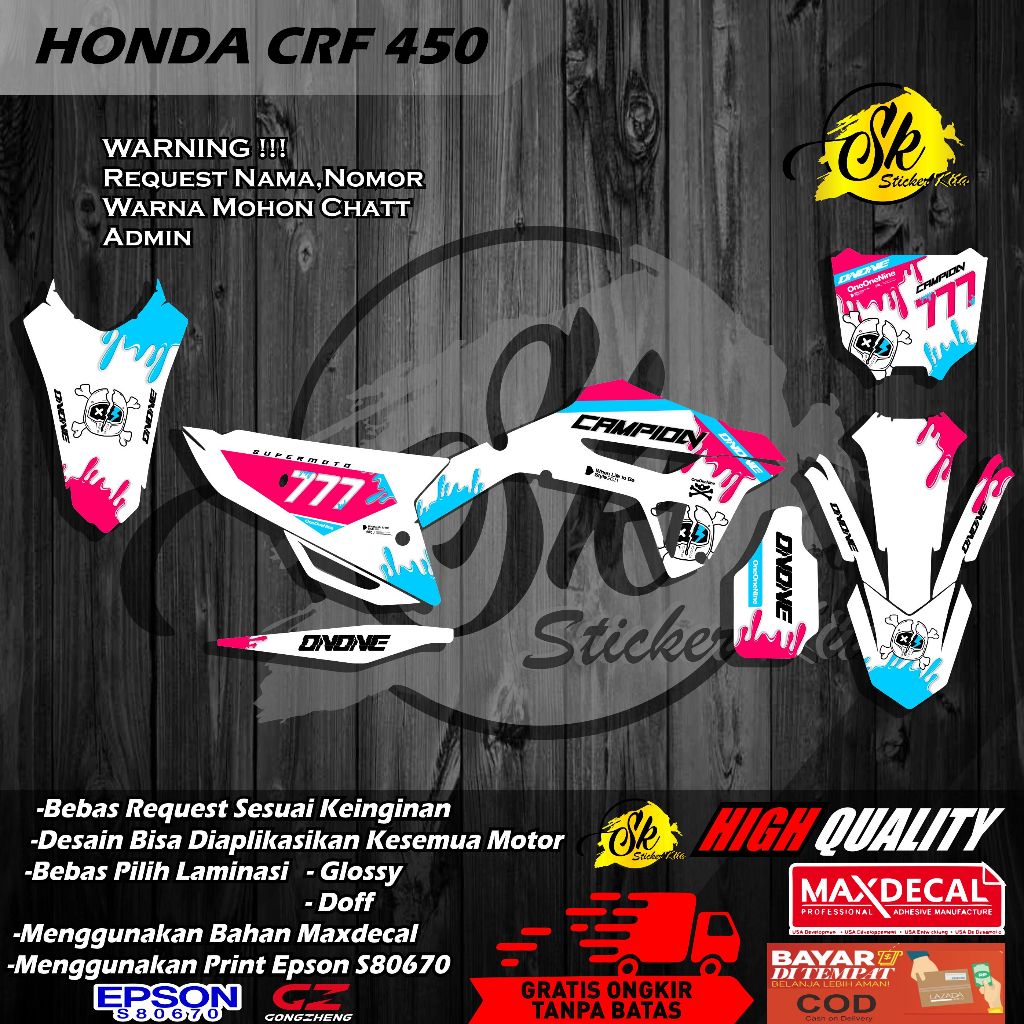 Jual DC 547 STICKER DECAL FULLBODY MOTOR CRF 450 DESAIN KEREN ONE ONE ...