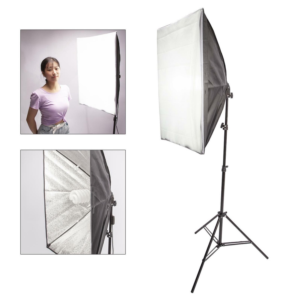 Jual Softbox 1 Socket + Tripod Photography 50x70cm Lighting Kit 5500K ...