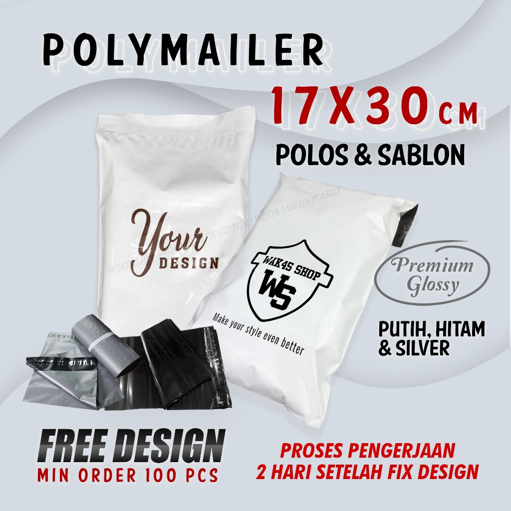 Jual POLYMAILER 17X30 PLASTIK PACKING SABLON CUSTOM PREMIUM KANTONG ...
