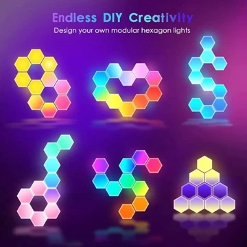 Hexagon RGB LED Lampu Kamar Tidur Aesthetic DIY Gaming Setup Touch Control
