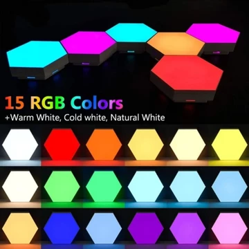 Hexagon RGB LED Lampu Kamar Tidur Aesthetic DIY Gaming Setup Touch Control
