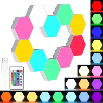 Hexagon RGB LED Lampu Kamar Tidur Aesthetic DIY Gaming Setup Touch Control