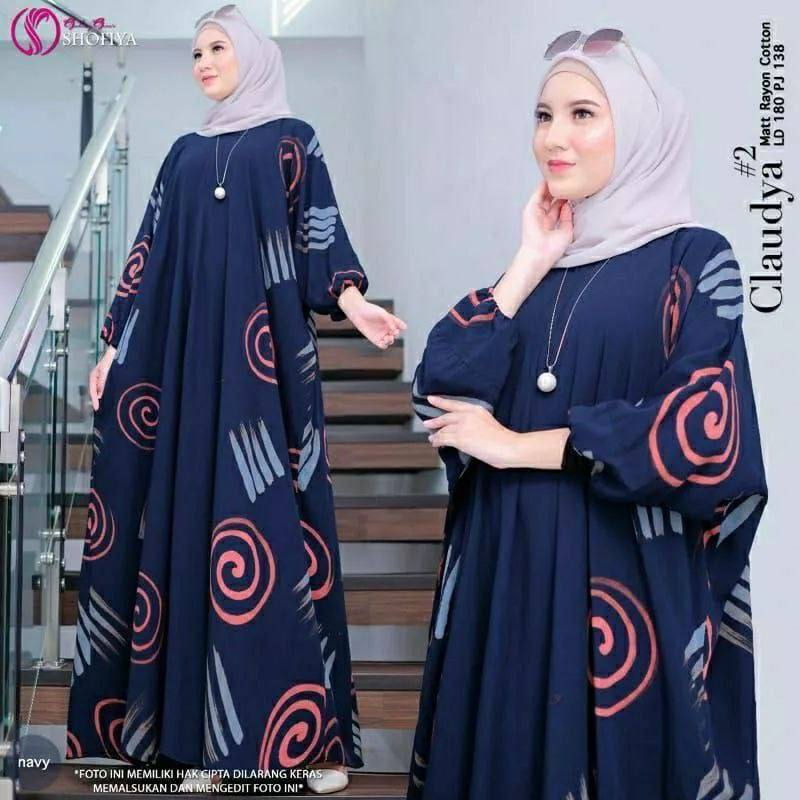 Kaftan Terbaru Rayon Premium Jumbo Busui Motif Claudya Baju Muslim Wanita Gamis Long Dress Kekinian