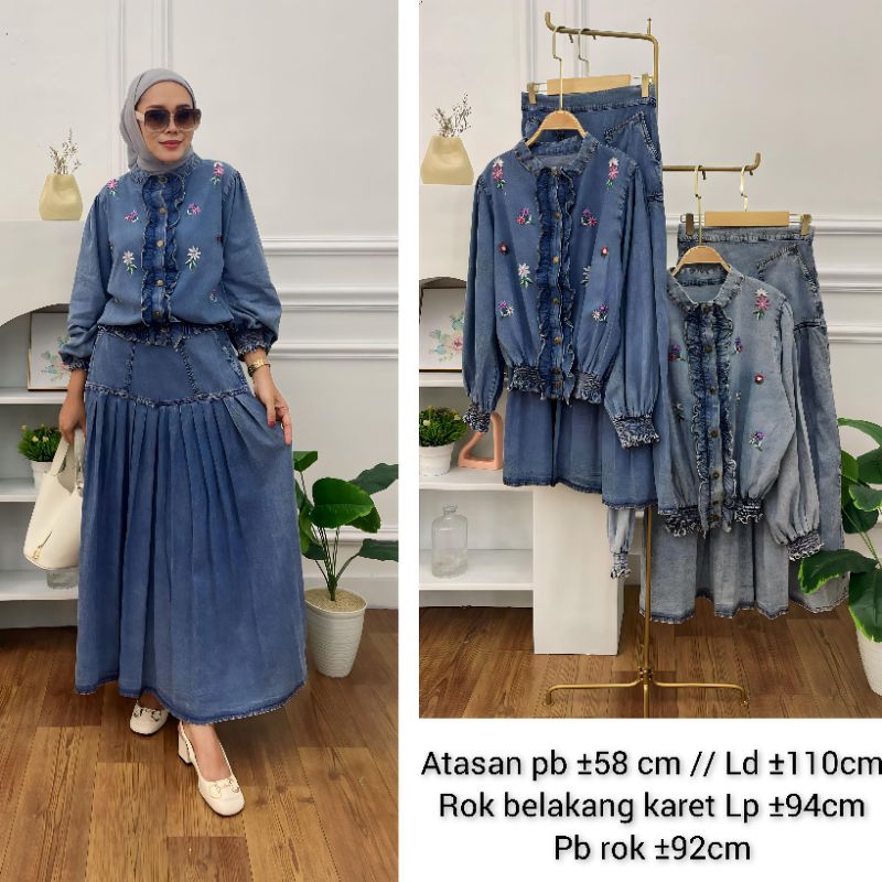 Jual 4.4 Setelan Rok Jeans Terlaris | Miskha Sett Rok Jeans Premium ...