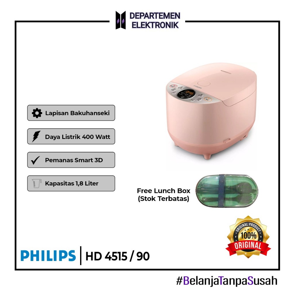 Jual Philips Digital Rice Cooker 1,8 Liter [ HD 4515 ] PINK Shopee
