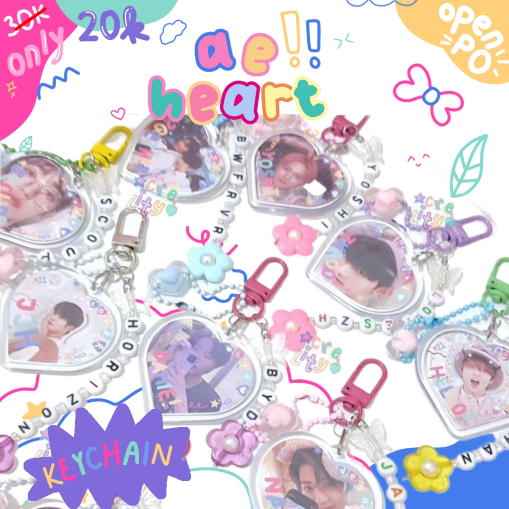Jual ♡ ae-heart keychain ♡ | custom kpop beads keychain | custom foto ...