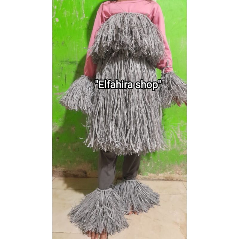 Jual custom adat papua || Rok rumbai tali rafia dan baju rumbai tali ...