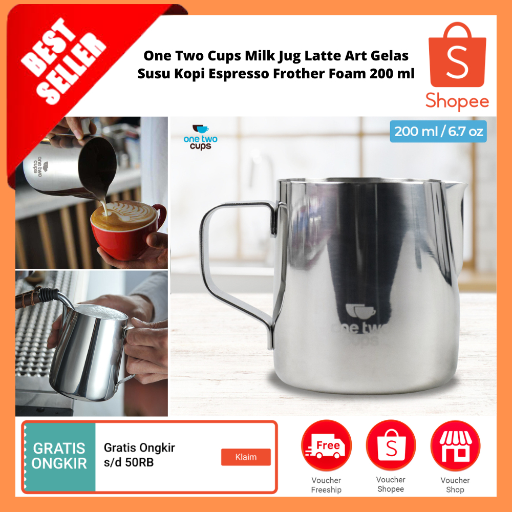 Jual Milk Jug Latte Art Gelas Susu Kopi Espresso Frother Foam 200 ml