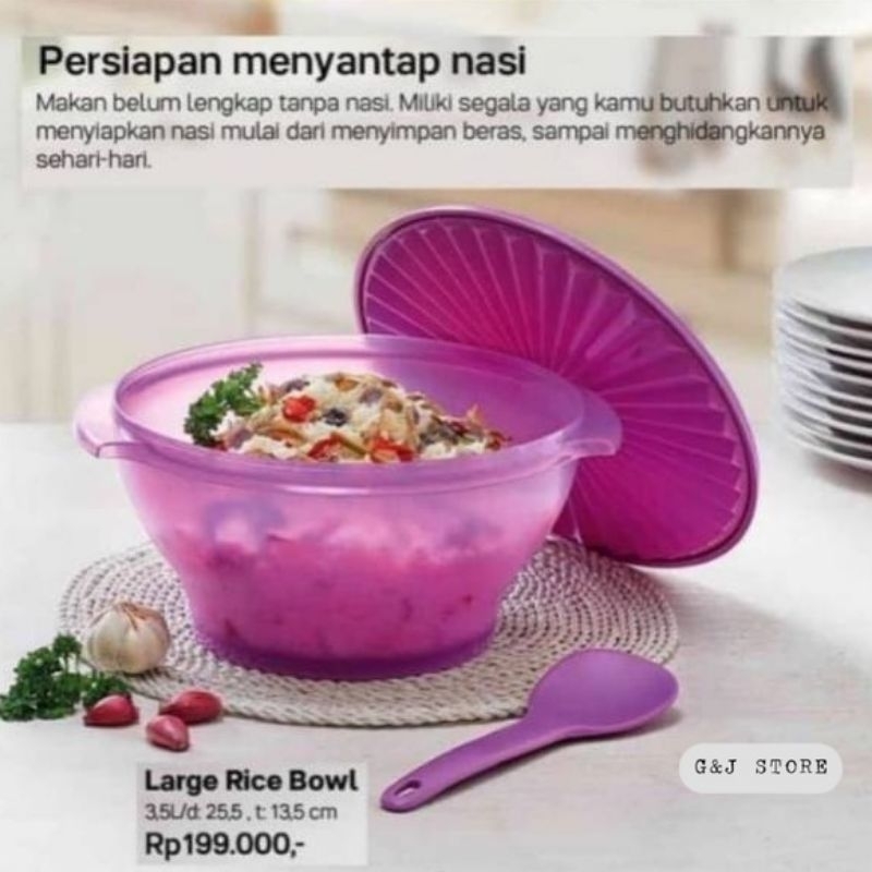 Jual Tupperware Original Promo Large Rice Bowl Ungu Mangkok Nasi 3,5