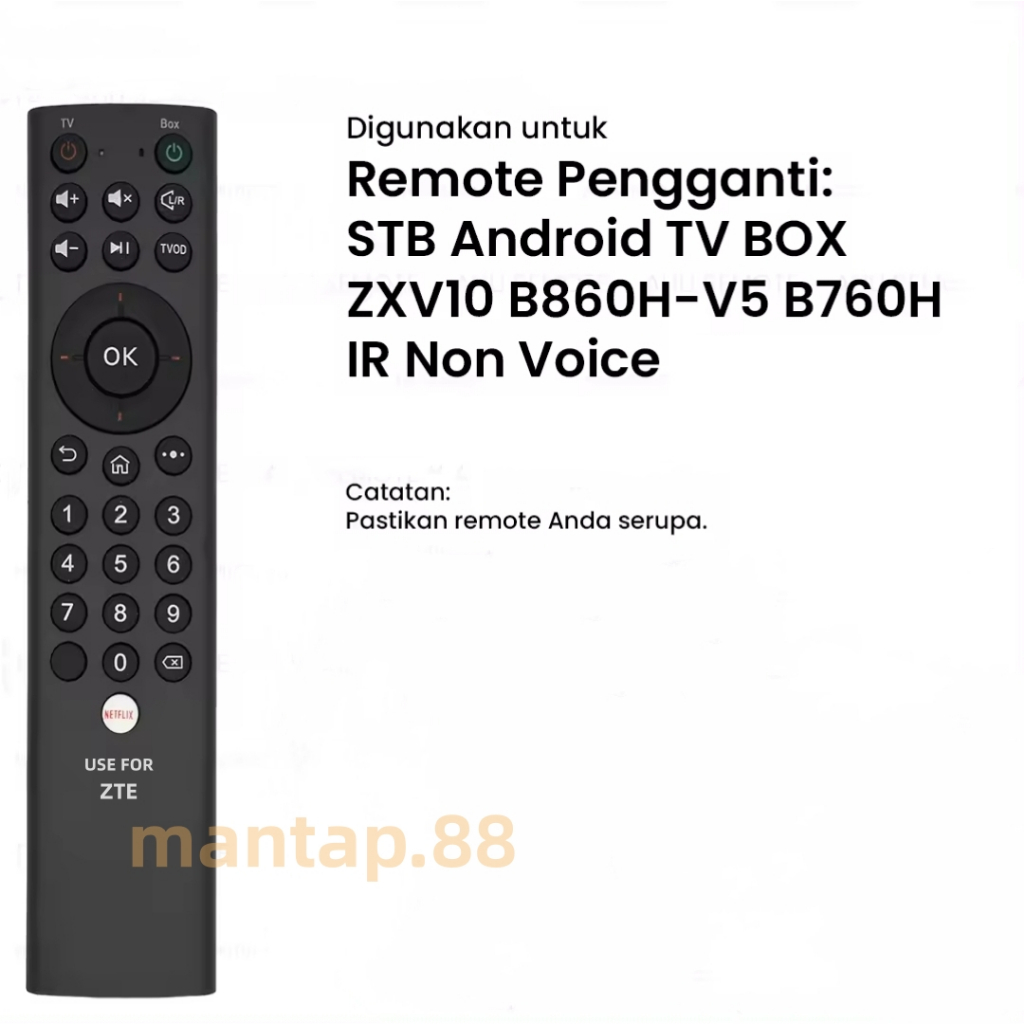 Jual (STB 004) Remot Remote untuk STB Indihom ZTE ZXV10 B860H V5 B760H IR Non Voice / Set Top