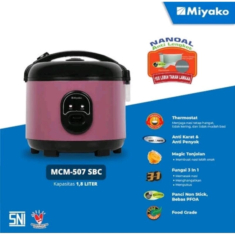 Jual Magic Com Miyako/Rice Cooker Miyako MCM 507 SBC NEW Kapasitas 1