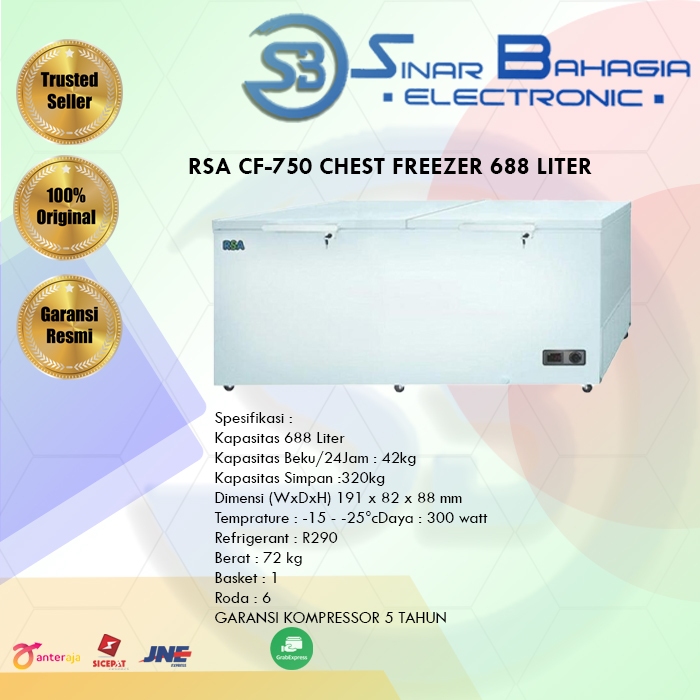 Jual RSA CF-750H CHEST FREEZER 688 LITER (NEW) (KHUSUS BANDUNG ...