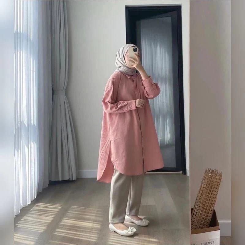 Kemeja Lengan Panjang Lura Tunik Green Black