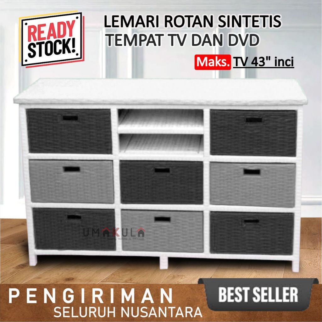 Jual Rak Lemari Meja Tv Inci Rotan Sintetis Laci Bufet Buffet