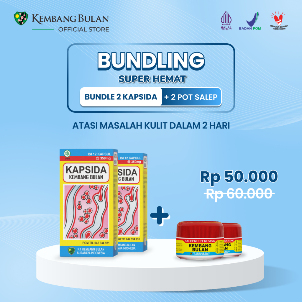 PROMO BUNDLING SUPER HEMAT - KAPSIDA Reguler 2 Botol & SALEP 2 Pot - Obat Jerawat, Bisul / Udun, Gatal Alergi Kulit