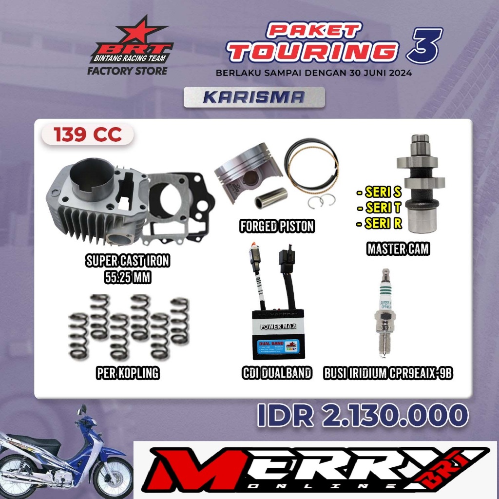Jual Paket Bore Up BRT Touring 3 Karisma Supra X 125 Kirana Blok Piston 139cc Shopee Indonesia