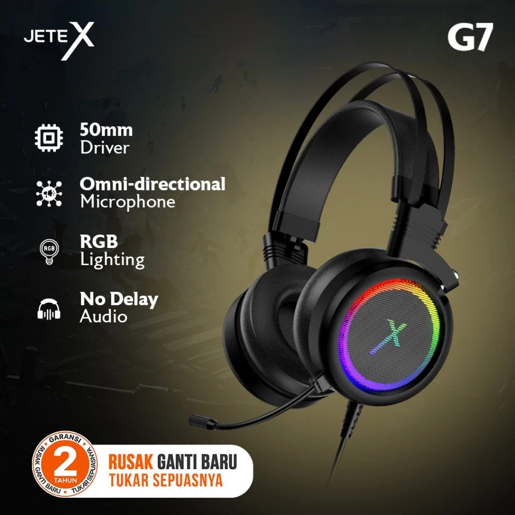 Headset Gaming JETE X G7 with LED Light - Garansi Resmi 2 Tahun