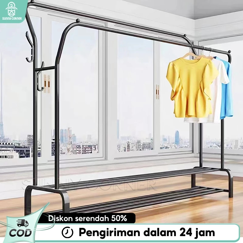 Jual Stand Hanger Rak Baju Gantungan Besi Display Rak Double Pakaian ...