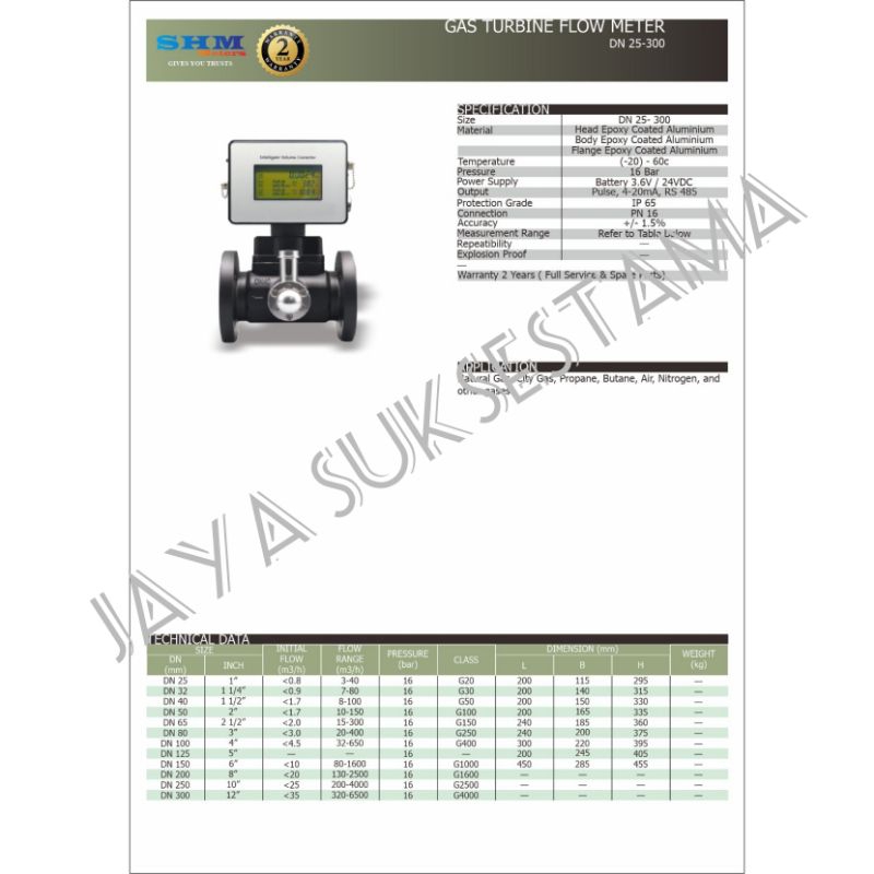 Jual Flow Meter Gas Turbine 1 1/2" inch DN40 SHM 1,5" inch | Shopee ...