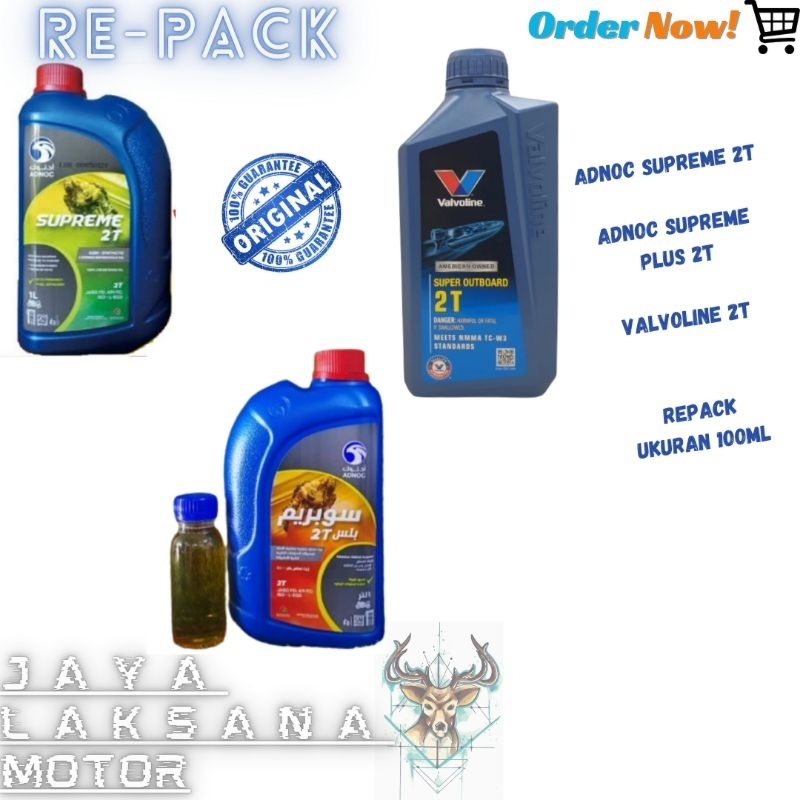 Jual REPACK ECER OLI SAMPING MOTOR 2T 2TAK MERK ADNOC SUPREME VALVOLINE ...