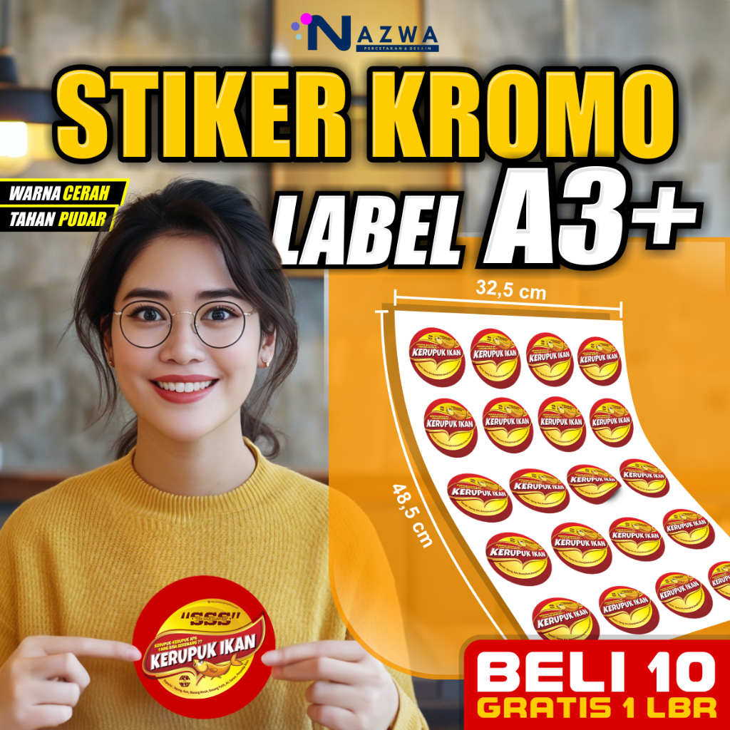 Jual CETAK STIKER CROMO / LABEL BULAT KOTAK LABEL NAMA LABEL MAKANAN ...