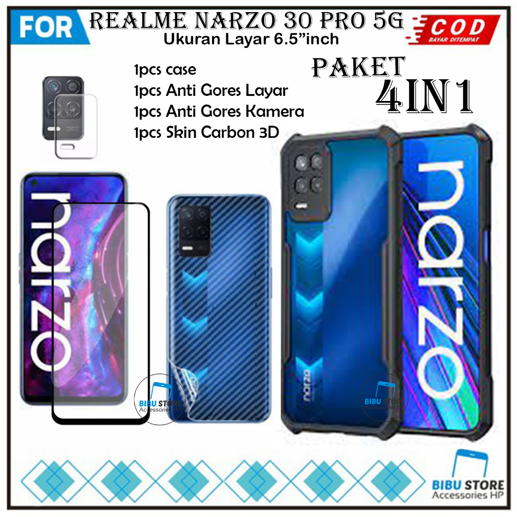 Jual Promo Paket 4in1 Case Realme Narzo 20 20A 30A 30Pro Softcase