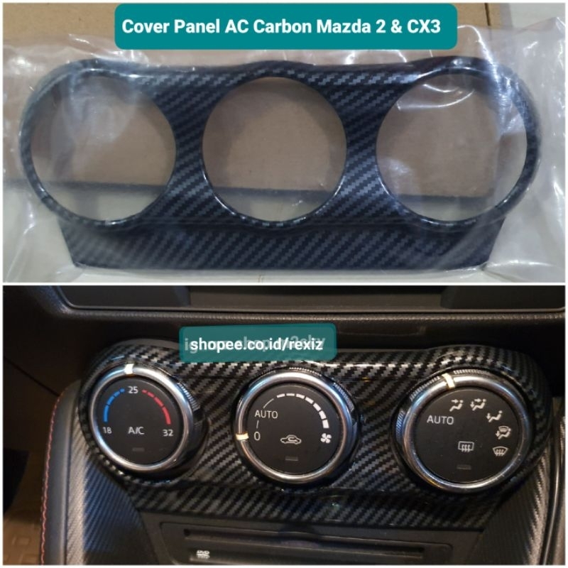 thumbnail image 2 of Carbon Fiber Center Console AC Panel Cover Trim For Mazda 3 2010-2013 - Self-Adhesive, Black 2 of 5