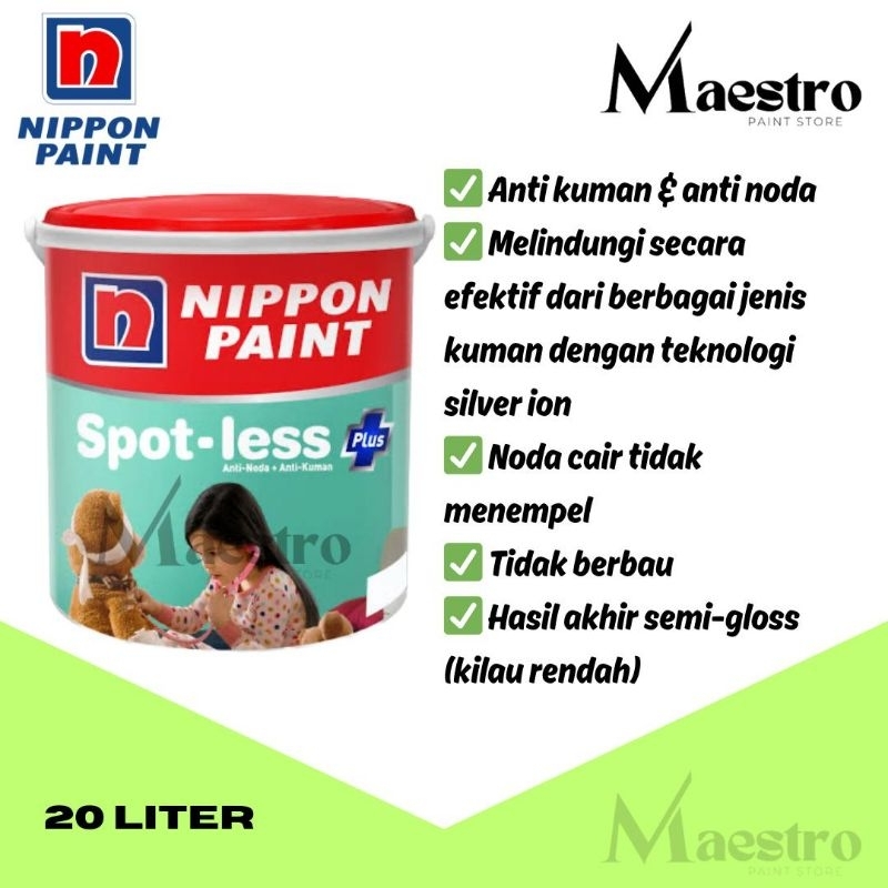 Jual Cat Tembok Nippon Spotless Plus 20l Brilliant White And Bisa Custom Warna Shopee Indonesia 9154