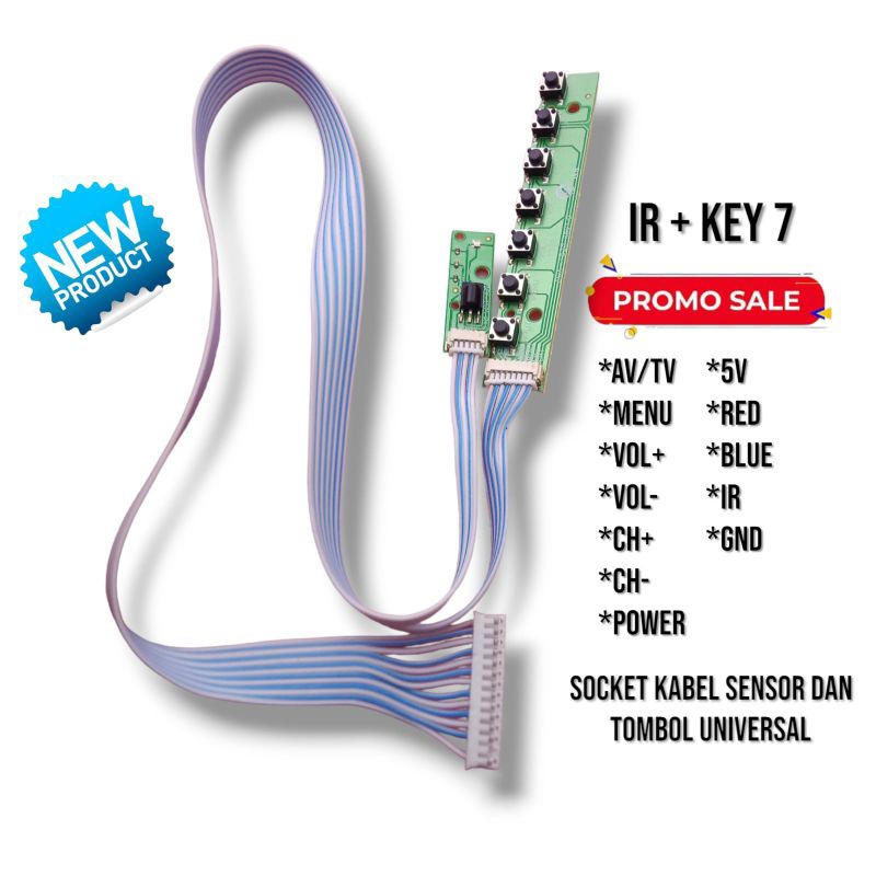 Jual socket kabel sensor dan tombol kypad TV universal 7key | Shopee ...