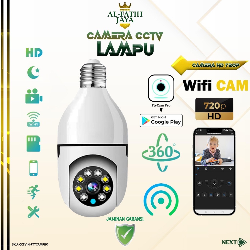 Jual Smart IP Camera CCTV Wifi Lampu Bohlam LED Bulb Panoramic Wireless