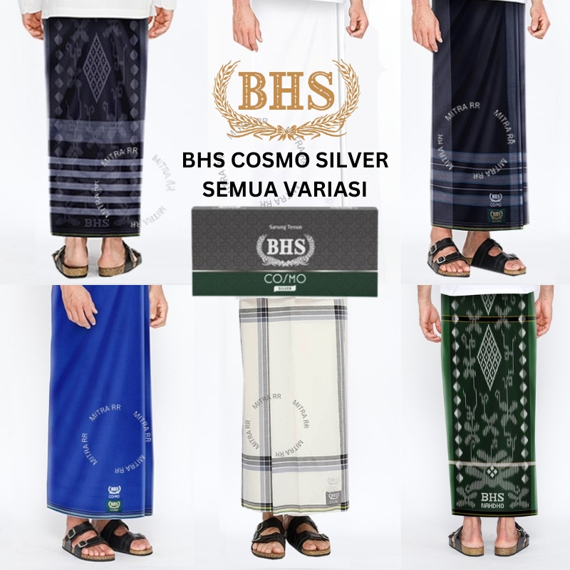 Jual Sarung BHS Cosmo Silver Hitam Putih Polos Warna Sarung Tenun Dewasa Premium BHS Shopee