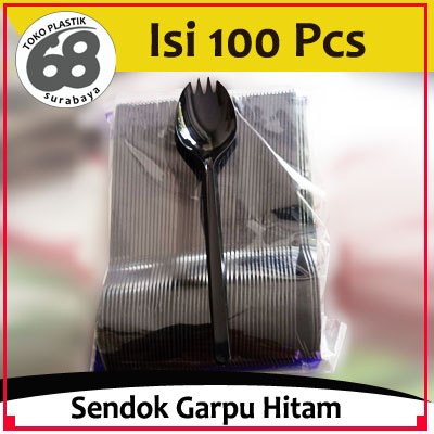 Sendok Garpu Makan Warna Hitam Isi 100 Pcs