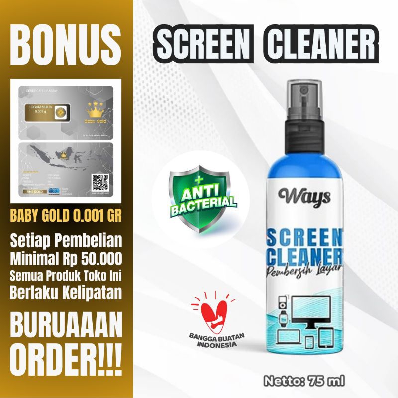 Jual 𝗙𝗥𝗘𝗘 𝗟𝗔𝗣 Screen Cleaner Cairan Pembersih Layar HP Laptop TV Lensa ...