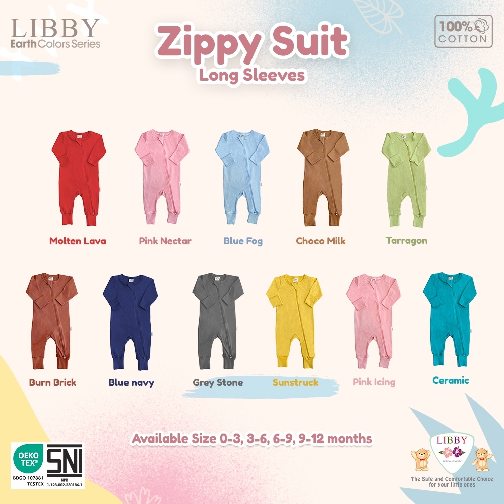 Jual (1 PCS/Pack) Libby Zippy Suit Lengan Panjang 0-3/3-6/6-9/9-12 ...