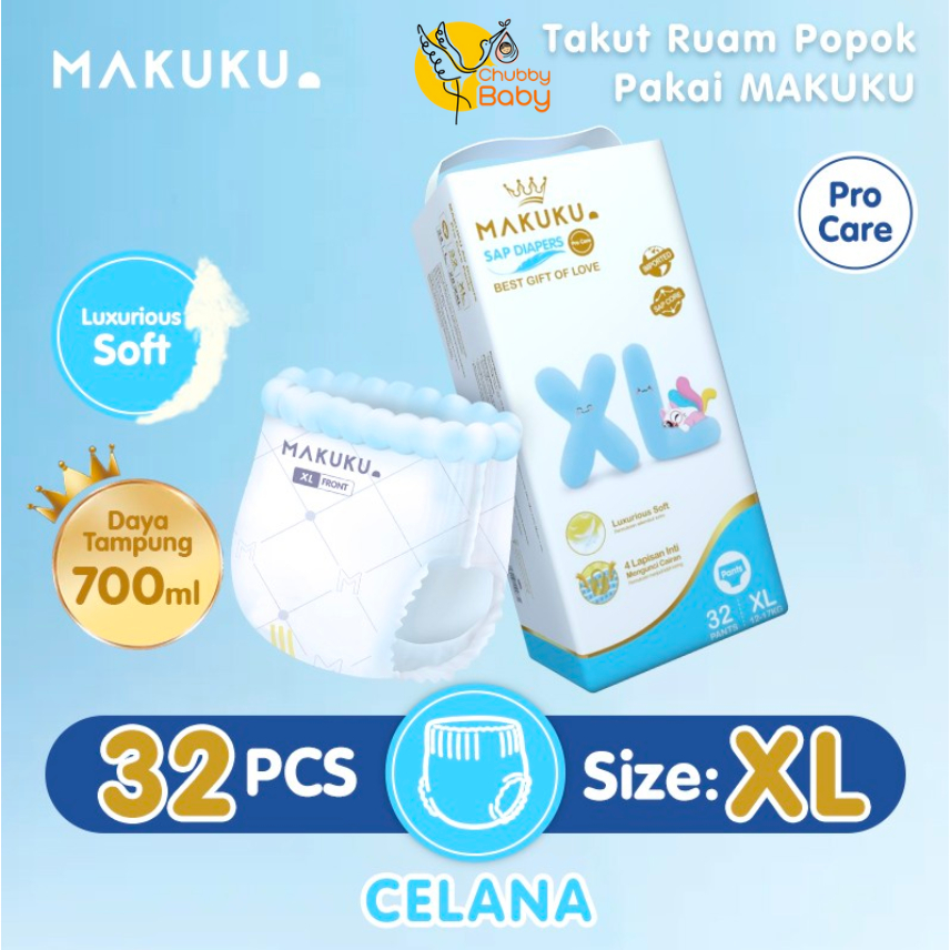 Jual MAKUKU Air Diapers Premium PRO CARE Pants XL 32 Shopee