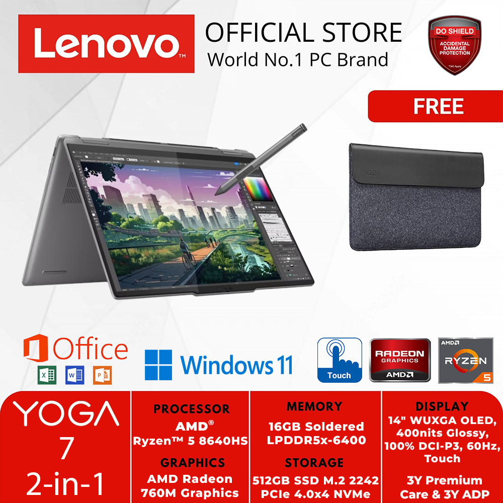Jual LENOVO YOGA 7 2in1 14AHP9 0UID RYZEN 58640HS 16GB 512GB W11+OHS