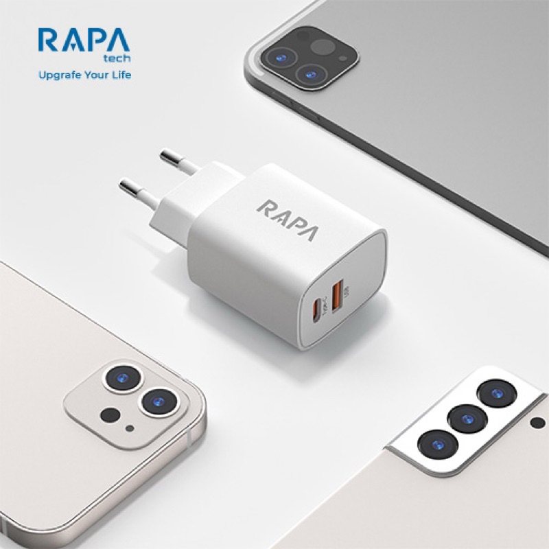 Jual RAPA-TECH ORIGINAL 20W POWER ADAPTER DUAL PORT USB A & USB C ...