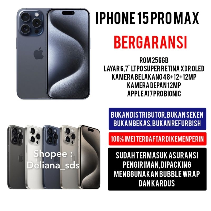 Jual Iphone 15 Pro Max 256GB Garansi 1 Tahun | Shopee Indonesia