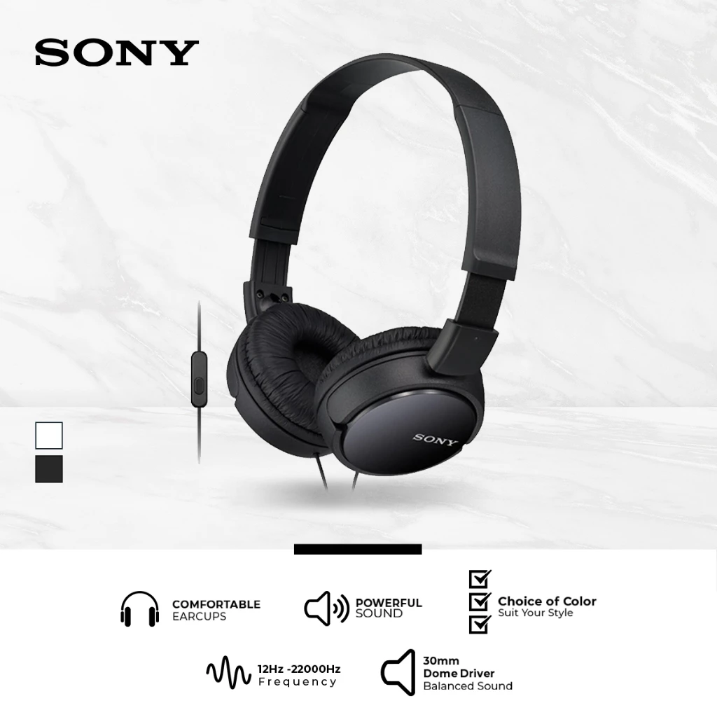 Headphone Sony MDR-ZX110AP Headset Mass Model Overbands With Microphone - Black SONY Earphone Original