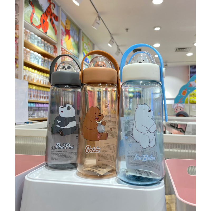 Jual Official Bali Miniso Botol Minum We Bare Bears Plastic Cool Water Bottle Botol Air Minum 2329